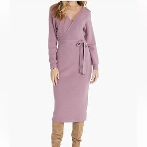 Vici Collection Drape Long Sleeve wrap sweater dress